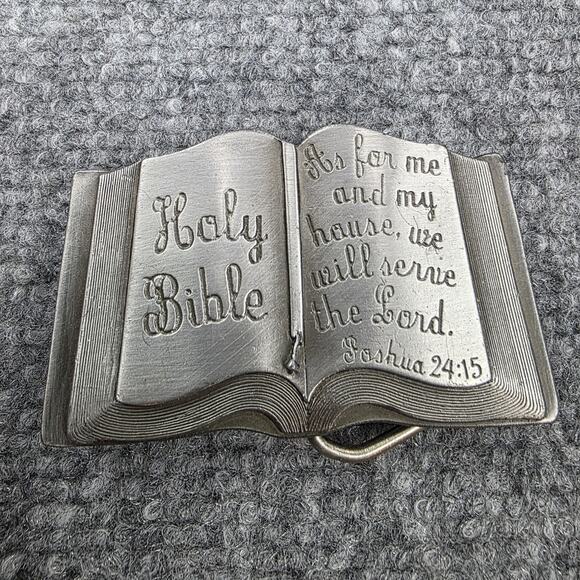 Siskiyou Other - Vintage 1984 Siskiyou Holy Bible Belt Buckle Joshua 24:15 Christian Religion USA